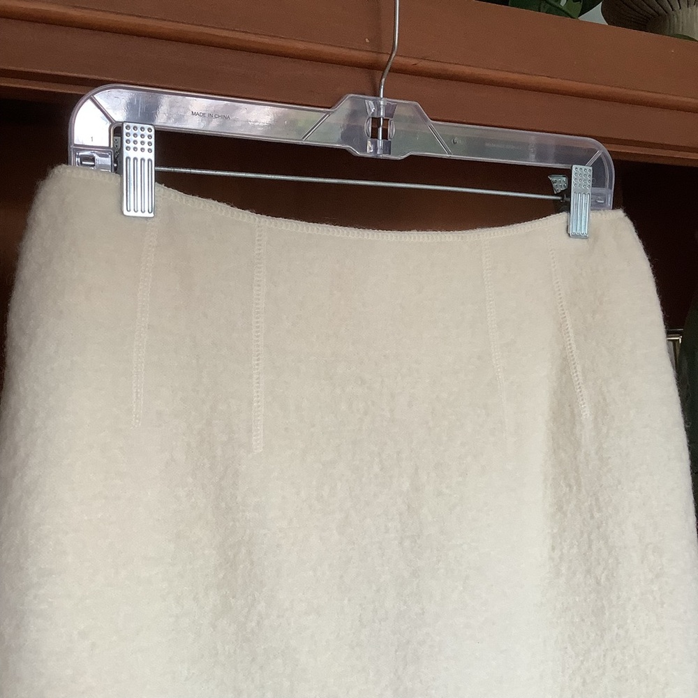 80s Vintage Franco Valeri 100% Cream Wool Pencil Skirt Size Large - Picture 4 of 12